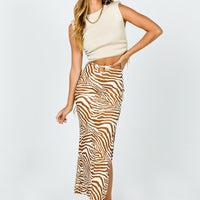 Kody Maxi Skirt Beige Zebra