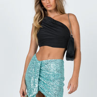 Diamonds in the Sky Sequin Mini Skirt Blue