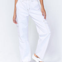 Utility Cargo Denim Jeans White