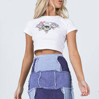 Catherine Patchwork Mini Skirt Denim