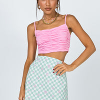 Selby Mini Skirt Green Floral Check