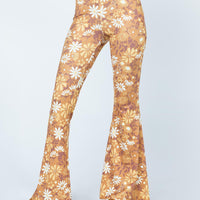 Retro Floral Flare Pants Orange