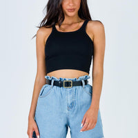 Open Road Denim Paper Bag Shorts Pale Blue