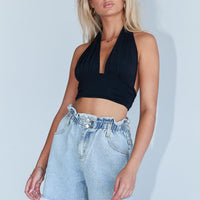 Open Road Light Wash Denim Paper Bag Shorts