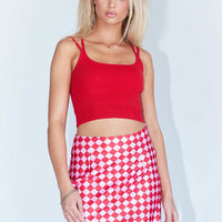 The Joan Checkerboard Mini Skirt Pink
