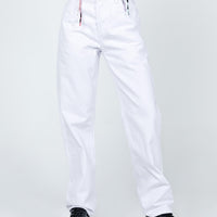 Holly Asymmetric Straight Leg Jeans White Denim