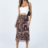 Deanna Midi Skirt Brown
