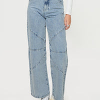 Frenta Moto High Waisted Jeans Angel Blue