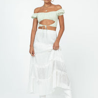 Sun Down Mid Rise Maxi Skirt White