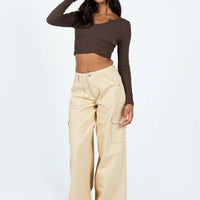 Adrianne Wide Leg Cargo Jeans Stone