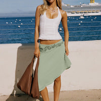 Pappilion Asymmetrical Midi Skirt Sage