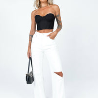 Sevina Wide Leg Denim Jeans White