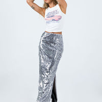 Alyce Maxi Skirt Silver