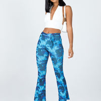 Allen Floral Flare Pants Blue