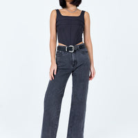 Arlington High Rise Straight Leg Denim Jeans Black