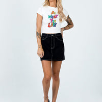Aswan Constrast Stitch Mini Skirt Black