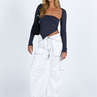 Miami Vice Mid Rise Straight Leg Cargo Pants White