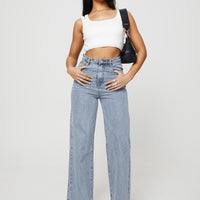 Nicolo High Rise Straight Leg Jeans Light Blue Wash