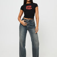 Betley High Rise Wide Leg Jeans Vintage Wash Denim