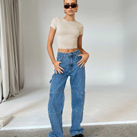 Saffie Wide Leg Jeans Mid Wash Denim