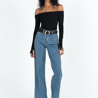 Booran Wide Leg Mid Wash Denim Jean