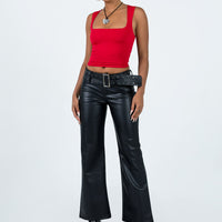 Torridon Eyelet Belt Faux Leather Pants Black