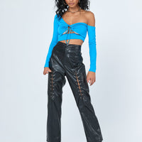 Trouble PU Laced Up Pants Black