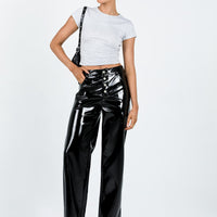 Renni Low Rise Vinyl Pants Black