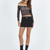Faya Low Rise Denim Mini Skirt Black