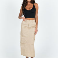 Taytum Cargo Midi Skirt Beige