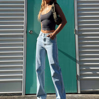 Morala Wide Leg Cargo Jeans Light Wash Denim
