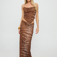 Better Now Cowl Neck Set Brown Tiger