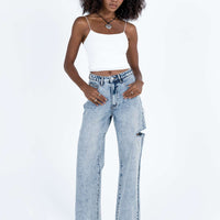 Johnston Wide Leg Jeans Mid Wash Blue