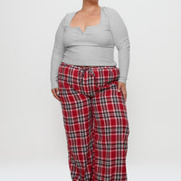 In The Morning Sleep Pant Red Check Curve