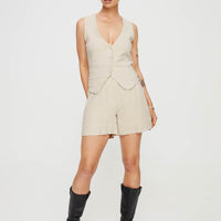 Bellair Linen Blend Shorts Beige