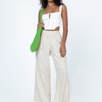 Louis Linen Blend Pants Beige Petite