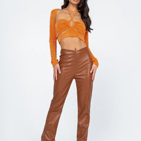 Perama PU Pants Brown