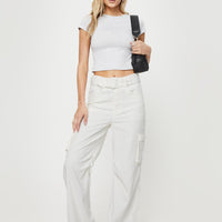 Aidane Cord Cargo Pants White