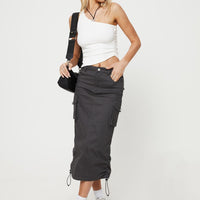 Bellows Cargo Midi Skirt Washed Black