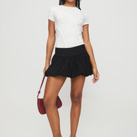 Mersale Bubble Hem Mini Skirt Black