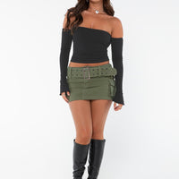 Iconic Cargo Mini Skirt Khaki Petite