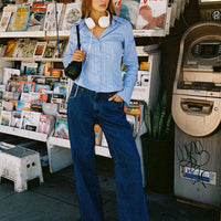 Top Model Low Rise Straight Leg Jeans Dark Denim