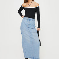 Markanna Denim Midi Skirt Light Wash