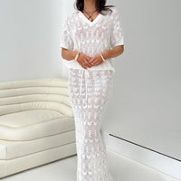 Vacation Knit Maxi Skirt White
