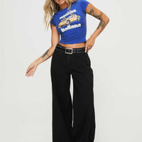 Naylor Mid Rise Wide Leg Jeans Washed Black Denim