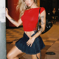 Camelia Pleat Mini Dark Denim