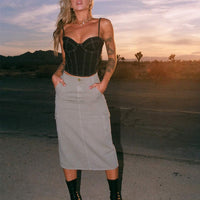 Jacko Midi Cargo Skirt Olive Green