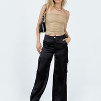 Zora Satin Cargo Pant Black