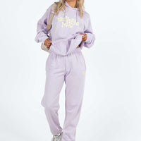Princess Polly Track Pants Squiggle Text Dusty Mauve / Eggshell