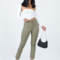 In Line Straight Leg Cargo Pants Green
